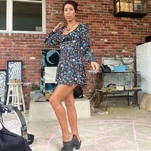 For love and lemons long sleeve floral mini dress